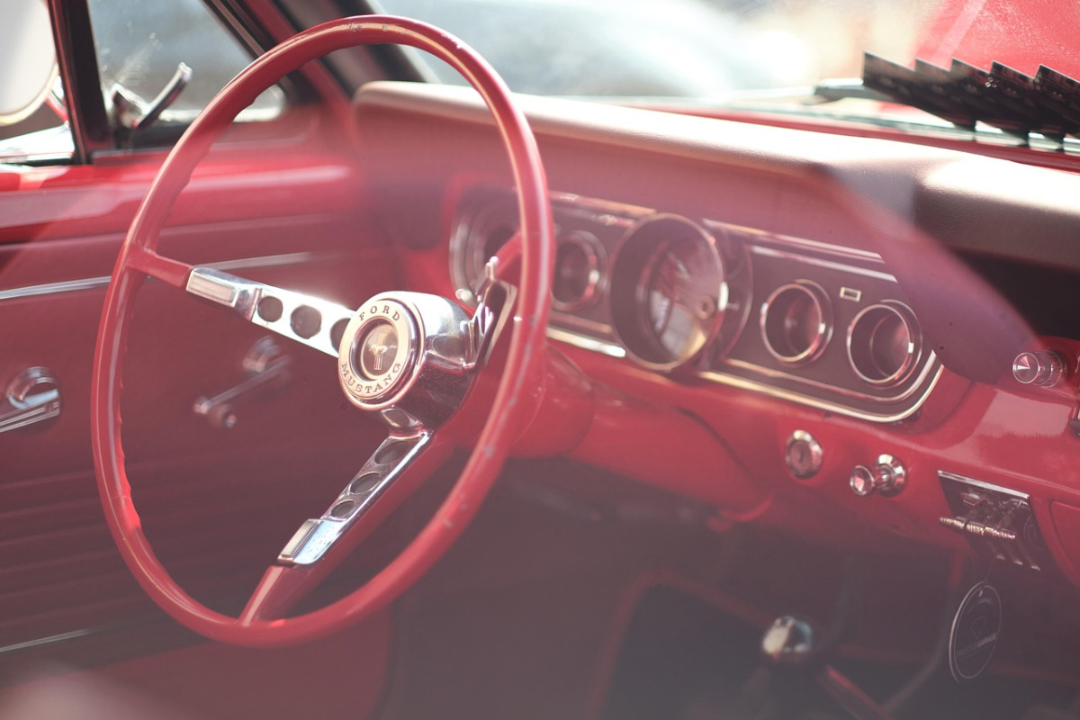 car interior dashboard steering wheel clean